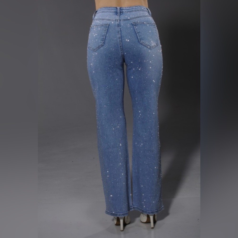 Boutique Rhinestone Embellished Jeans - Picture 5 of 9